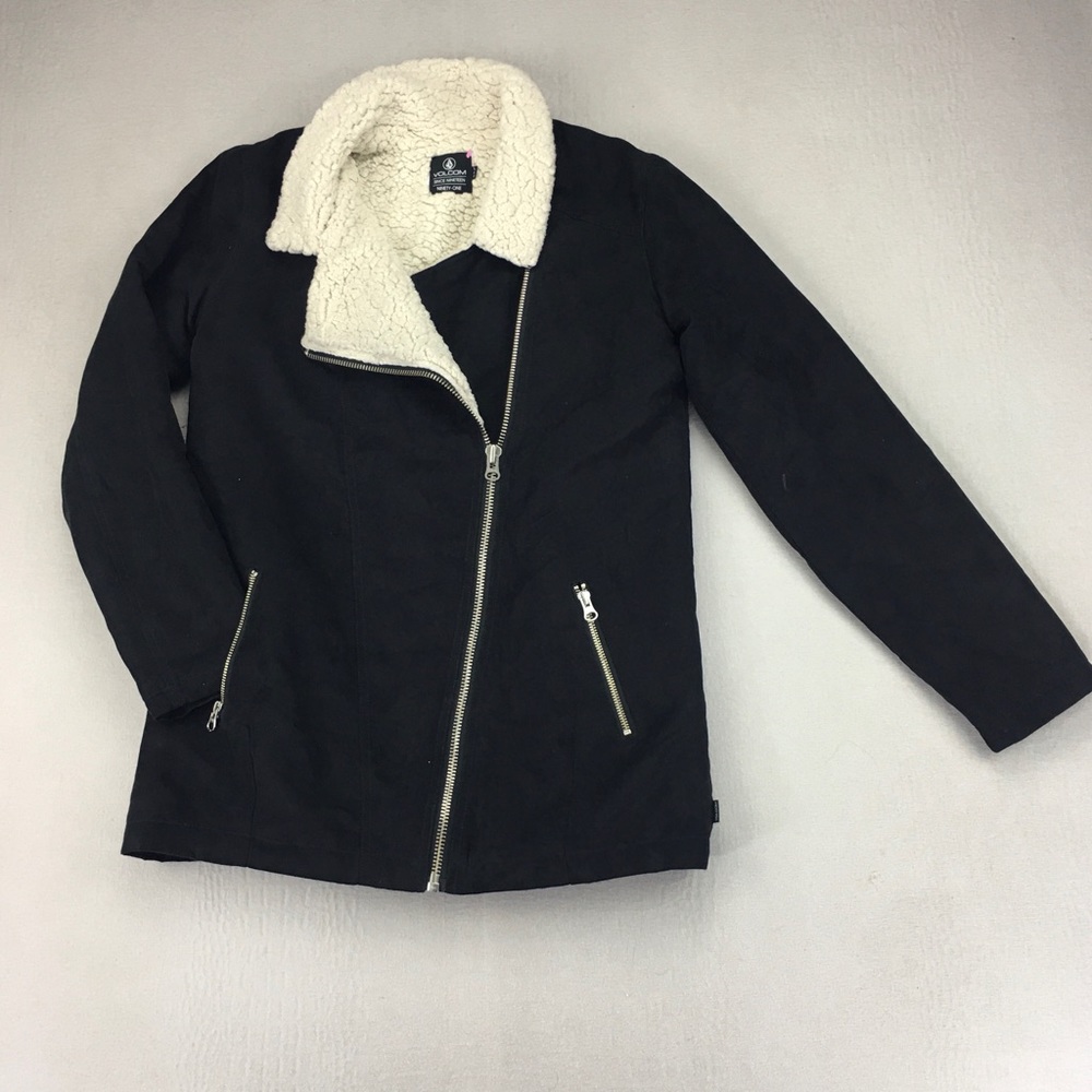 Volcom True To This Sherpa Lined Soft Shell Asymmetrical Fleece Jacket Women’s S